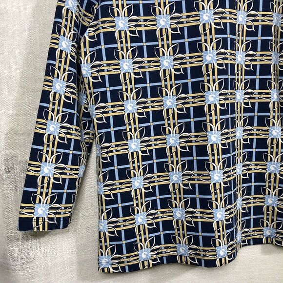 J. McLaughlin Catalina Cloth Carly Top Womens M Geo Floral Notched Neck Preppy - Picture 9 of 13